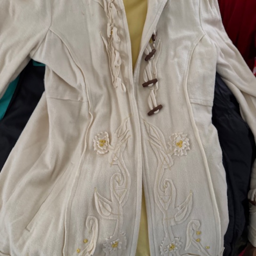 Vintage Free People jacket- with embroidery yellow and cream size 10